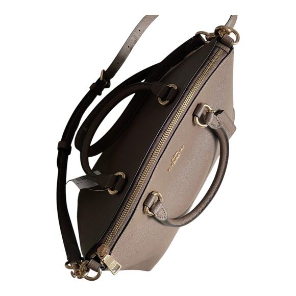 COACH SADIE SATCHEL BAG CROSSGRAIN LEATHER IN DARK STONE ADJUST. CROSSBODY NEW - Picture 5 of 16